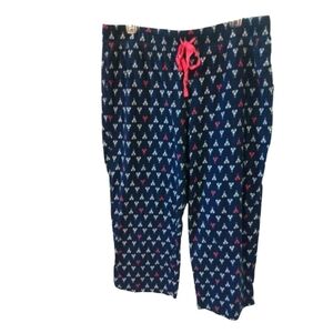 Lobster PJ Pants Nautica Navy, Red, White Comfy Wide Leg Cropped w Drawstring  L